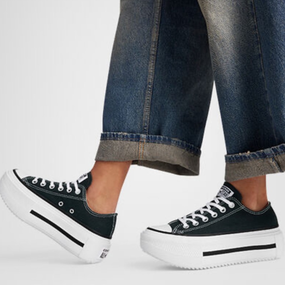 Converse Men’s Black and White Platform Sneakers - Picture 7 of 16